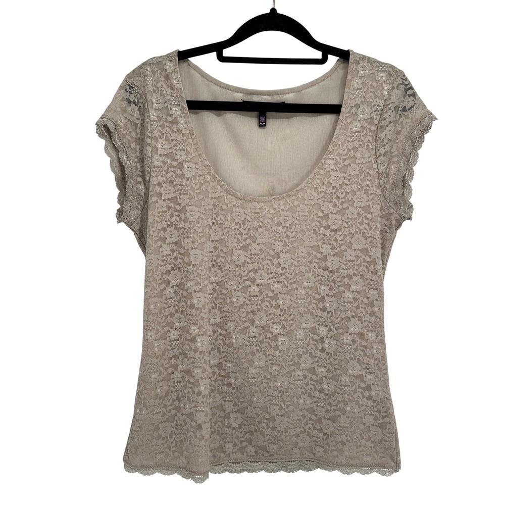 Victoria's Secret Women's M Beige Floral Lace Top Coquette Fairycore Y2K